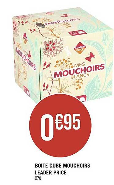 boîte cube mouchoirs leader price
