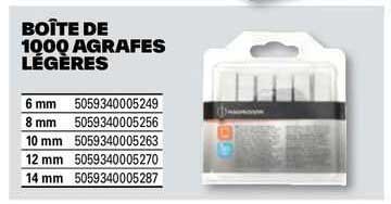 boîte de 1000 agrafes légères