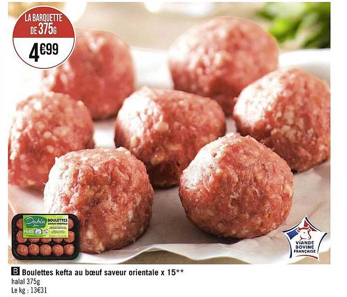 Boulettes Kefta Au Bœuf Saveur Orientale X 15
