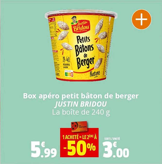 box apéro petit bâton de berger justin bridou