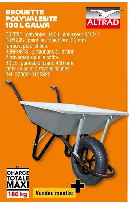 brouette polyvalente 100 l galva altrad