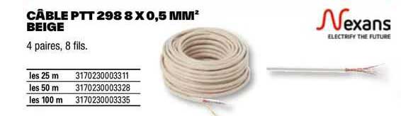 câble ptt 298 8 x 0,5 mm² beige nexans