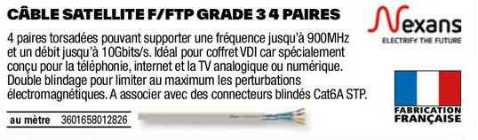 câble satellite f ftp grade 3 4 paires nexans