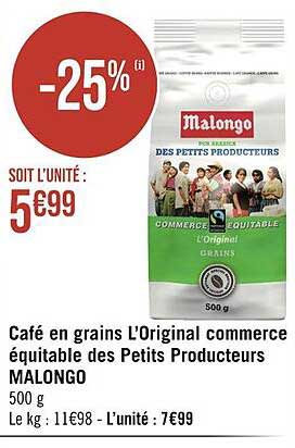 café en grains l'original commerce équitable des petits producteurs malongo