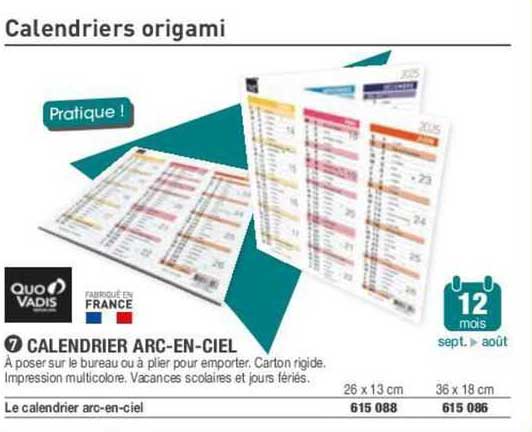 Calendrier Arc-en-ciel Quo Vadis