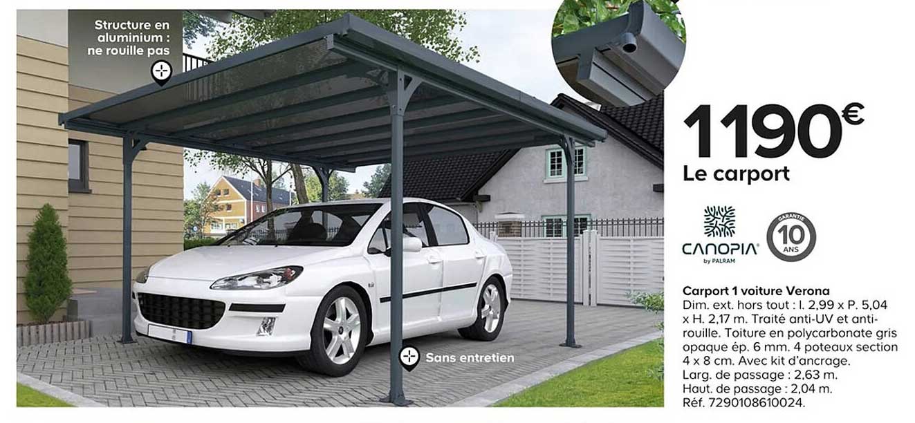 carport 1 voiture verona canopia