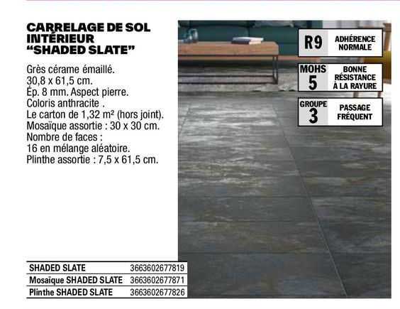 carrelage de sol intérieur "shaded slate"