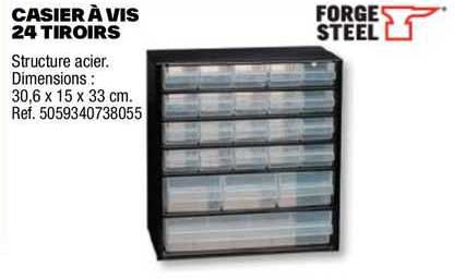 casier à vis 24 tiroirs forge steel