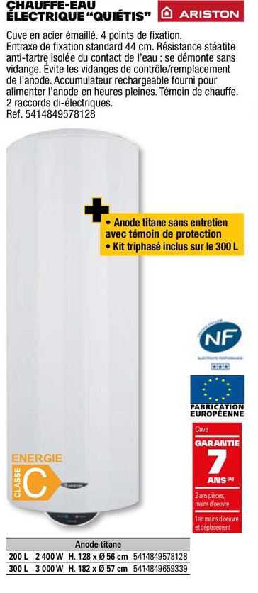 chauffe-eau électrique "quiétis" ariston