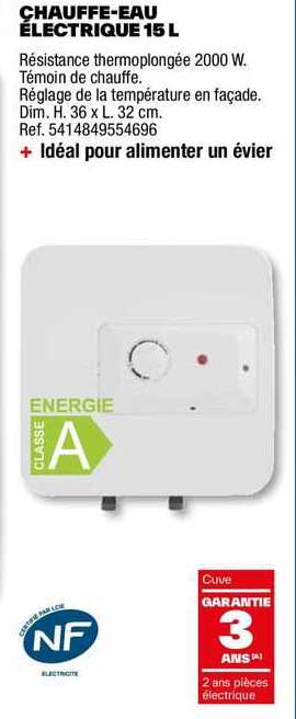 Chauffe-eau électrique 15 L