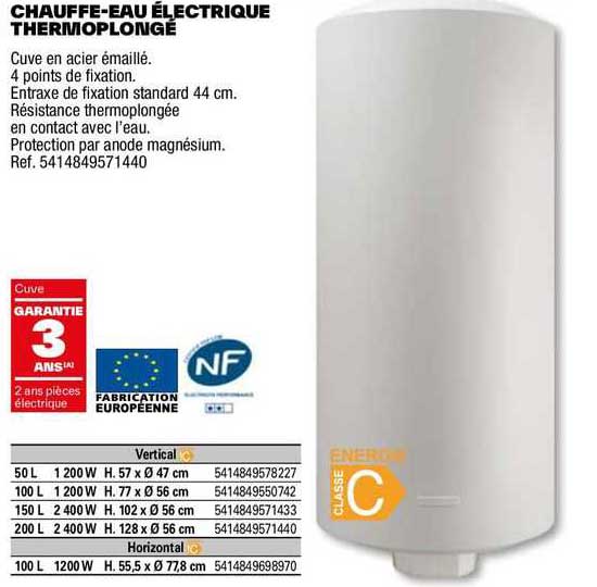 chauffe-eau électrique thermoplongé