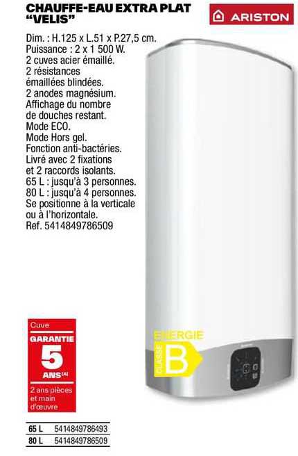chauffe-eau extra plat "velis" ariston