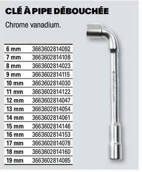 clé à pipe débouchée