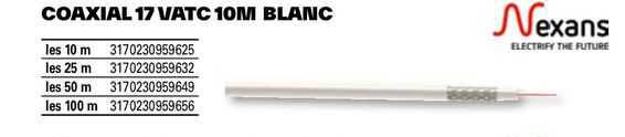 coaxial 17 vatc 10m blanc nexans