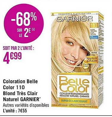 coloration belle color 110 blond très clair naturel garnier