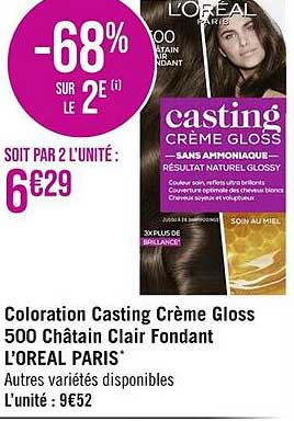 Coloration Casting Crème Gloss 500 Châtain Clair Fondant L'oréal Paris