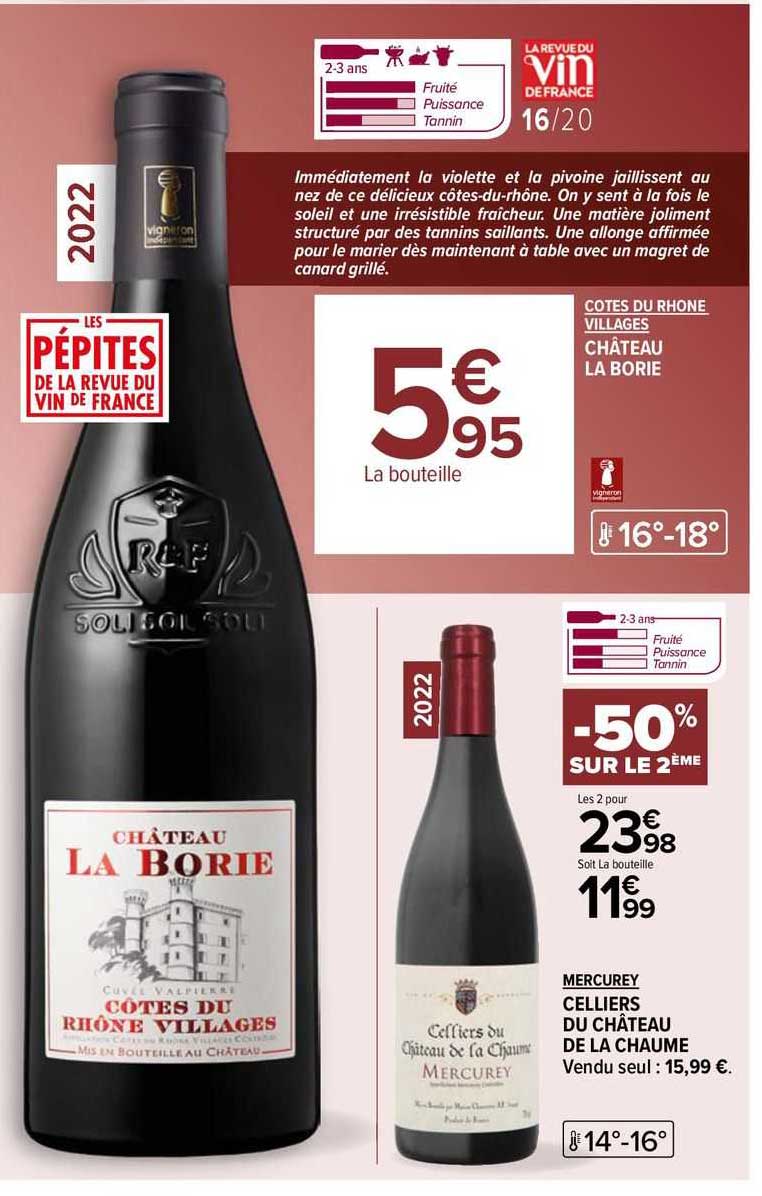 côtes du rhône villages château la borie, mercurey celliers du château de la chaume