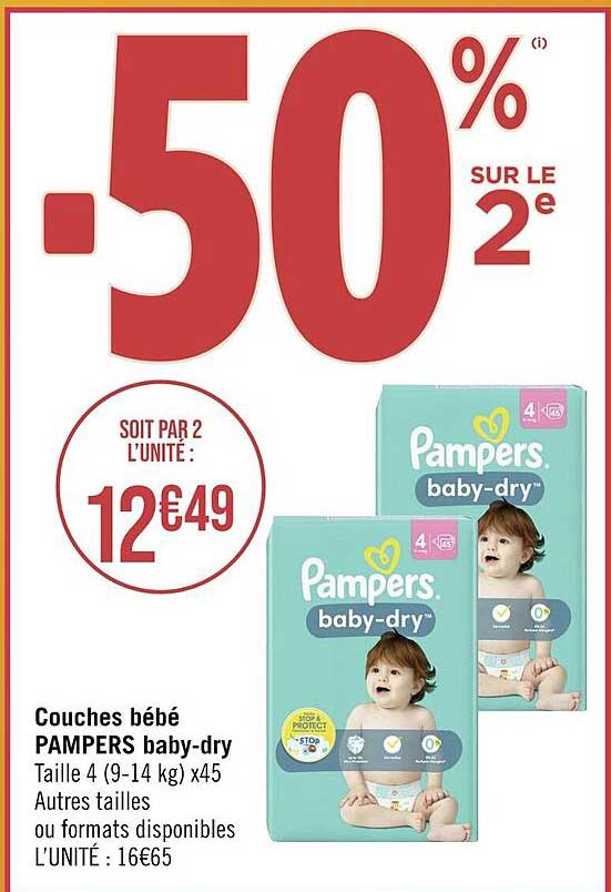 couches bébé pampers baby-dry