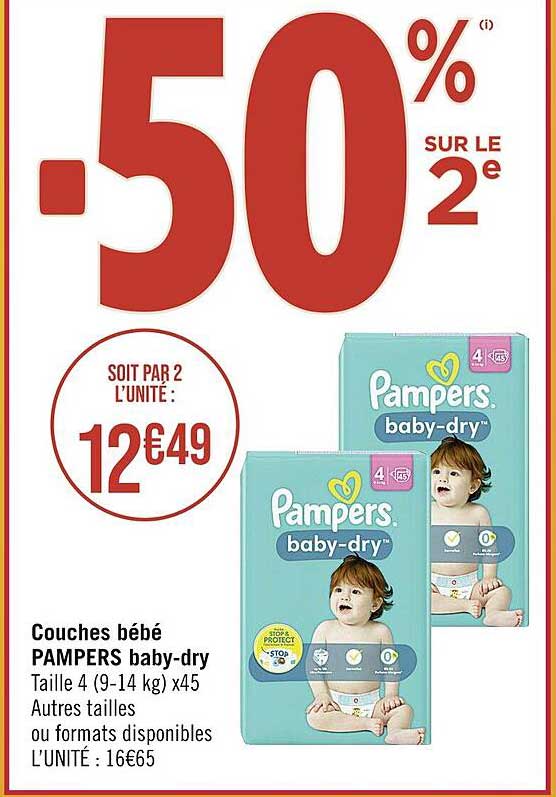 couches bébé pampers baby-dry
