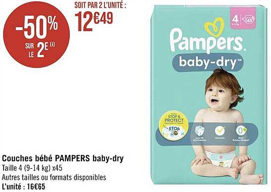 couches bébé pampers baby-dry