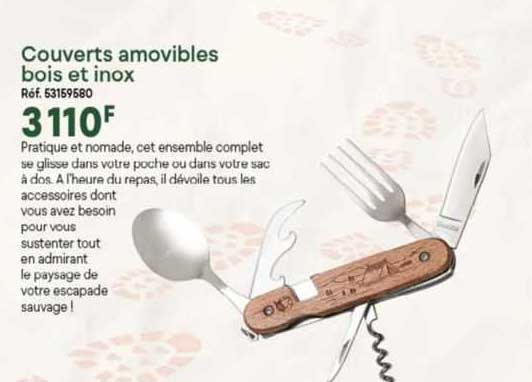 couverts amovibles bois et inox
