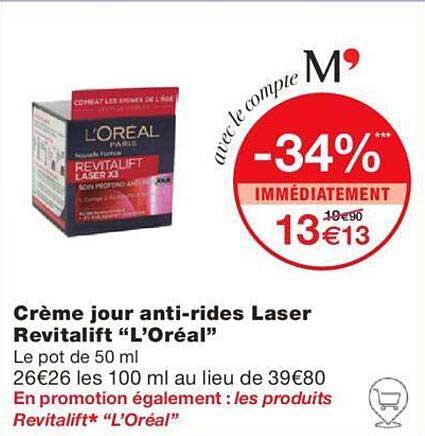 crème jour anti-rides laser revitalift "l'oréal"