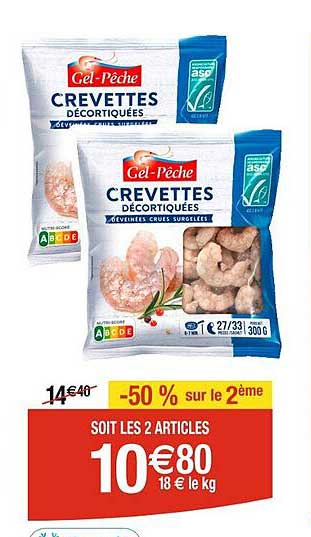 crevettes décortiquées gel-pêche