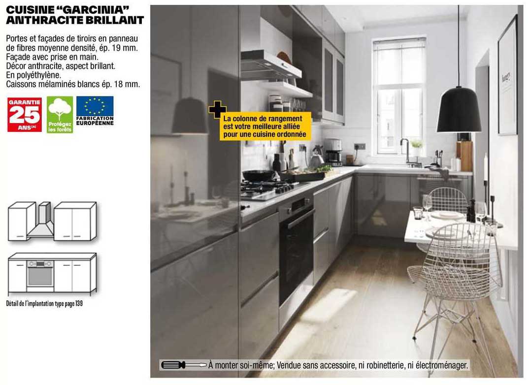 cuisine "garcinia" anthracite brillant