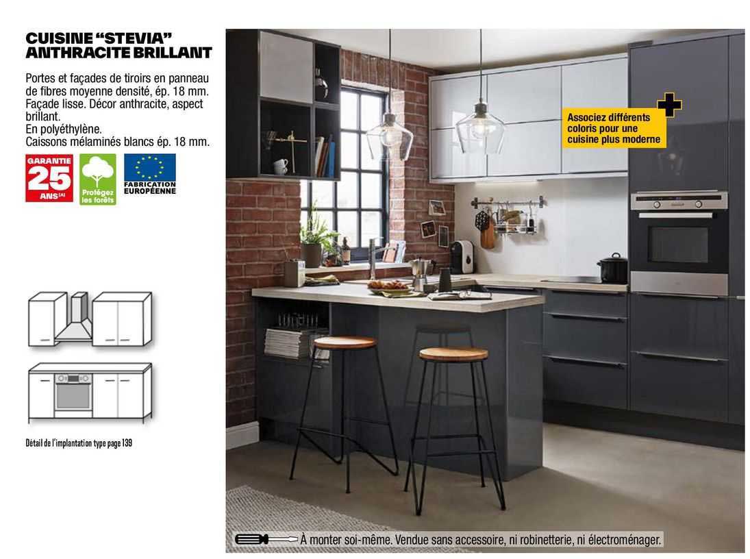 cuisine "stevia" anthracite brillant