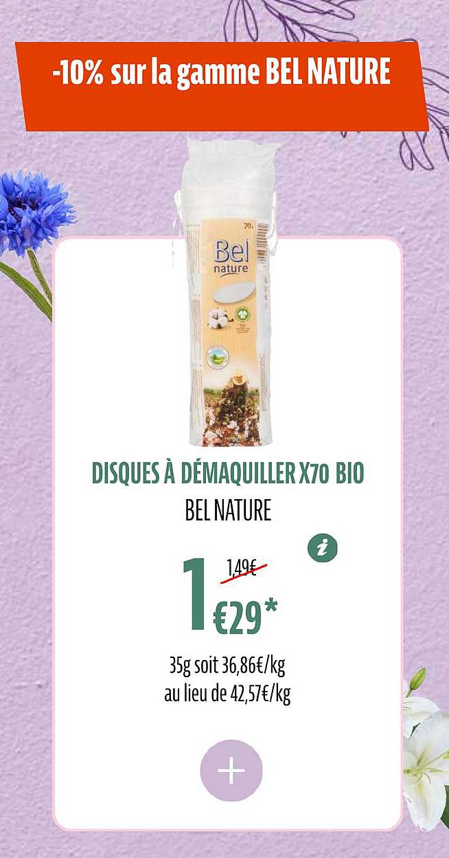 disques à démaquiller x 70 bio bel nature