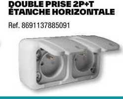 double prise 2p+t étanche horizontale