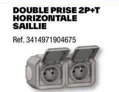 double prise 2p+t horizontale saillie