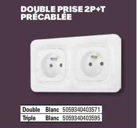double prise 2p+t précablée