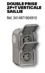 double prise 2p+t verticale saillie