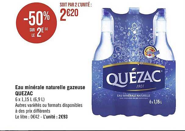Eau Minérale Naturelle Gazeuse Quezac