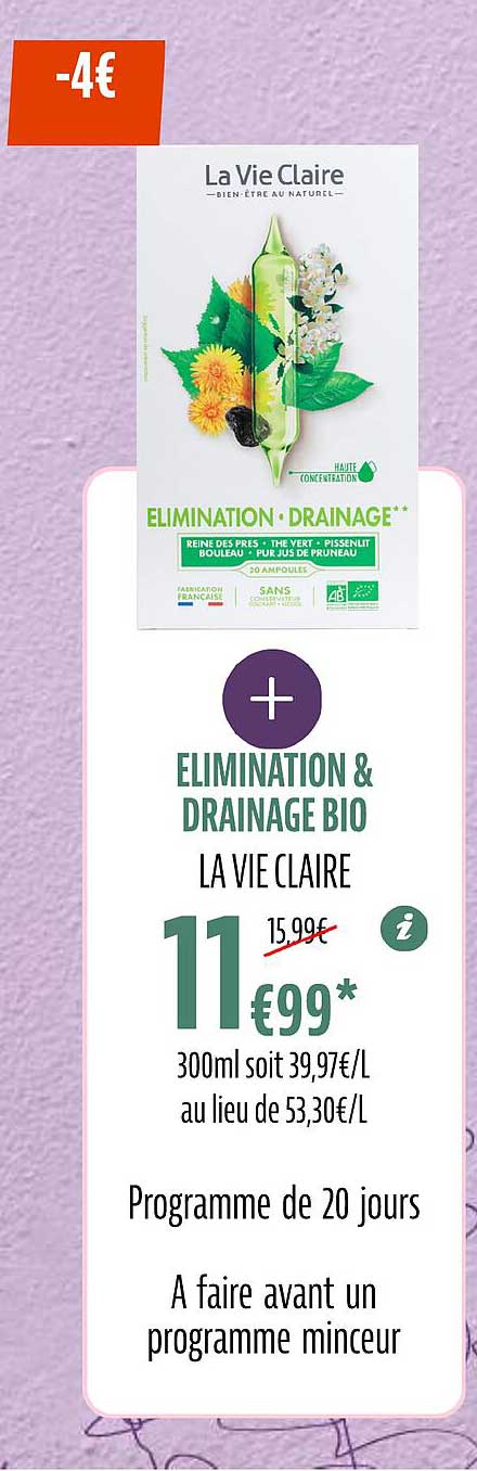 élimination & drainage bio la vie claire