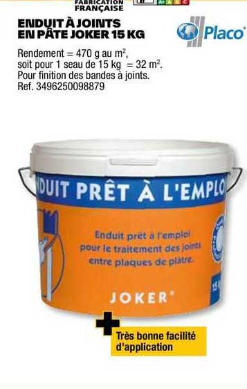 enduit à joints en pâte joker 15 kg placo