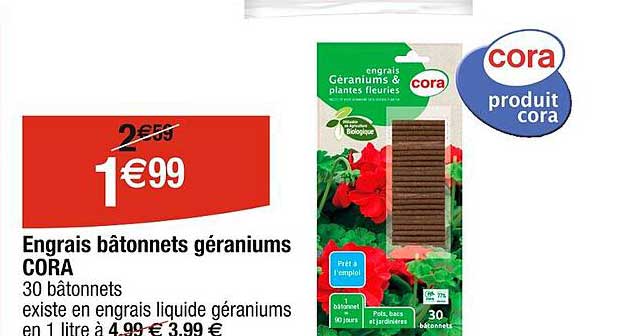 engrais bâtonnets géraniums cora