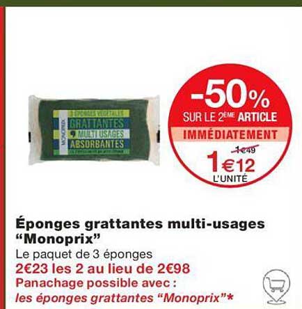 éponges grattantes multi-usages "monoprix"