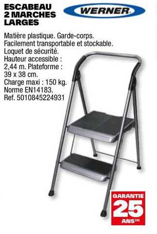 escabeau 2 marches larges werner