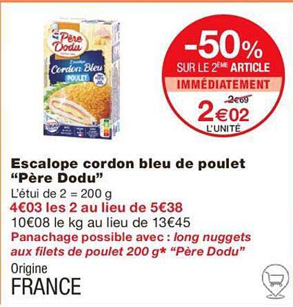 escalope cordon bleu de poulet "père dodu"