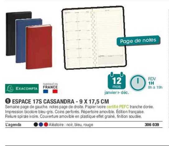 Espace 17s Cassandra - 9 X 17,5 Cm Exacompta