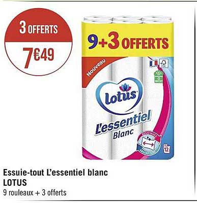 essuie-tout l'essentiel blanc lotus