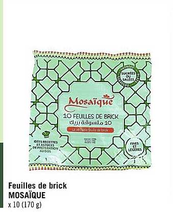 feuilles de brick mosaïque