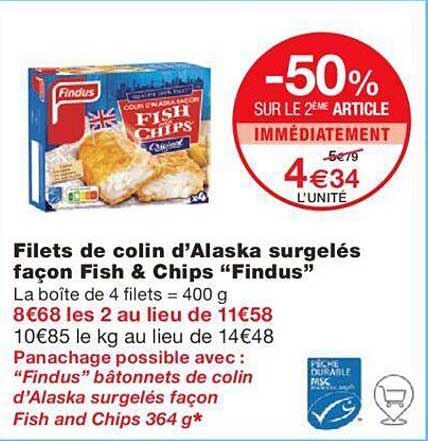 filets de colin d'alaska surgelés façon fish & chips "findus"