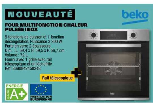 four multifonction chaleur pulsée inox beko