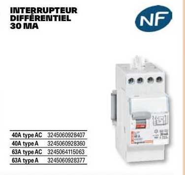 interrupteur différentiel 30 ma