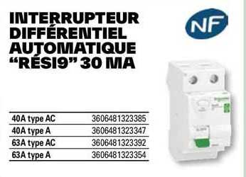 interrupteur différentiel automatique "rési9" 30 ma