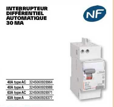 interrupteur différentiel automatique 30 ma