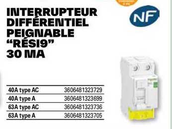 interrupteur différentiel peignable "rési9" 30 ma